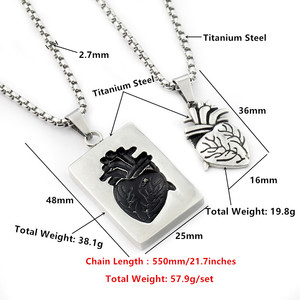 Ensemble de colliers pour couple très vendu - Chaîne de perles en forme de cœur, pendentif de style rock, bijoux d'amour assortis pour lui et elle, prêt à être expédié - Product Image 4