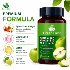 Green Elixir Vitaminas Personalizadas con Vinagre de Sidra de Manzana, B12, Multivitamínico en Gomitas para Recién <span class=keywords><strong>Nacidos</strong></span>, Apoyo Energético, Digestión e Inmunidad, 60 Unidades - Product Image 3