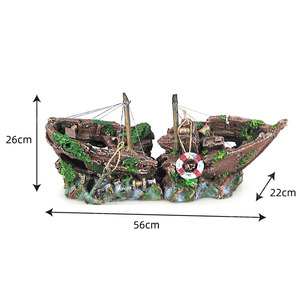 Aquarium Ornament Nave Affondata Barca Pesce Serbatoio Acquario decorazione A Vela Wreck Naufragio - Product Image 2