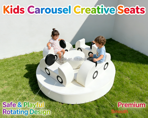 Divertido Carrusel Giratorio Temático de Autos, Blanco, para Interiores/Exteriores, Equipo de Juegos Sensoriales para Niños, Ideal para Cafés, Fiestas y Eventos - Product Image 5