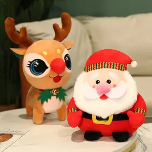 Мультяшное Мягкое Животное, плюшевая Рождественская Кукла оленя, креативный красный шарф, сидящая Лось кукла, рождественский подарок, кукла на заказ 23 см 33 см