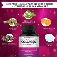 Capsules de collagène hydrolysé pour l'hydratation de la peau, la croissance des cheveux, la force des ongles et la santé des articulations, 1000 mg de peptides purs de type I et III