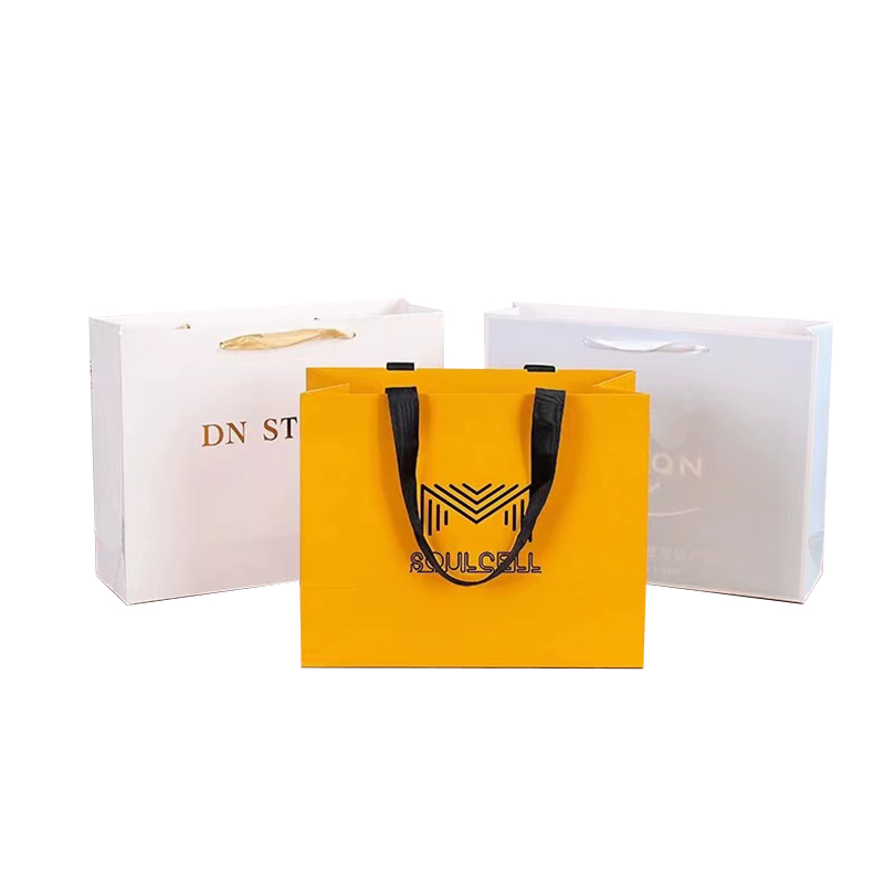 Customizable, Recyclable, Luxurious square Paper Bag with Creative, Minimalist Design Logo, Gift Packaging, Handheld Paper Bag.