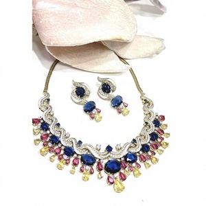 Vintage Gold Plated Zircon <b>Necklace</b> and Earring Set Women's Party Jewelry Alloy <b>Statement</b> Choker Fashion Jewelry Sets - Product Image 2