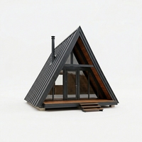 Cabane triangulaire en forme de A, kit de cabane préfabriquée, résistante aux charges de neige, plafond haut, idéale pour le glamping en station de ski ou comme retraite.
