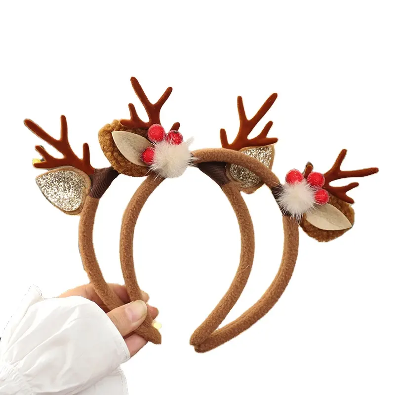 Wholesale Christmas Headband Antlers Santa Claus Xmas Tree Hat Hairband Kids Adult Christmas Party gift Deals Hair Accessories