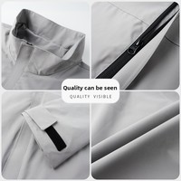 Blouson Bomber Homme Haut de Gamme Imperméable Coupe-Vent à Col Mandarin et Fermeture Éclair, Imprimé Uni, Coupe Ample, 100% Coton, Printemps/Automne