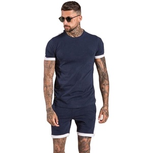 ชุดเสื้อยืดและกางเกงขาสั้นสองชิ้น,เสื้อยืดลายทางตัดกันสำหรับฤดูร้อน - Product Image 1