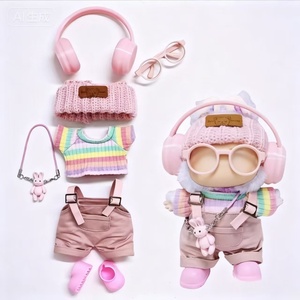 인형을위한 아기 옷과 쌍을 이루는 17cm 블라인드 박스 인형에 대한 귀여운 핑크 바지 7 조각 세트 - Product Image 1