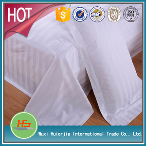 100 algodón 250TC blanco 1-2cm rayas satén Dobby ligero sábana tela para cama de Hotel fundas de cortinas de lino - Product Image 2