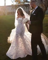 Personnalisé blanc 3D fleurs sirène Robe De mariée 2025 Illusion hors épaule dentelle Appliques robes De mariée Robe De soirée
