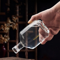 Bouteille de vin blanc transparente à fond concave en verre cristallin, étanche, pour usage domestique, capacité d'un catty, pour jus et boissons, vente en gros