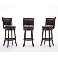 Brauner Barstuhl in Premium-Qualität, 2er-Set, 29 Zoll, aus Holz, drehbar, höhenverstellbar mit PVC-gepolsterter Sitzfläche, Bar- und Loungemöbel