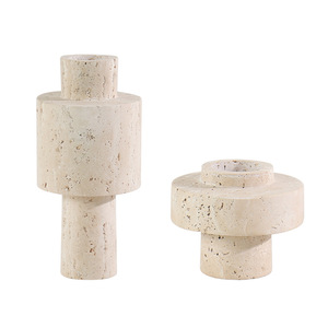 Vases décoratifs en pierre naturelle jaune, faits à la main, design nordique, pour salon, hôtel, ornement - Product Image 5