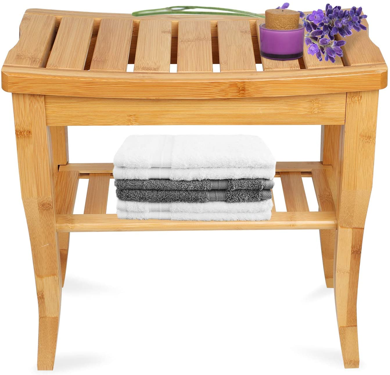 Бамбуковое сиденье для ванной и душа с полкой для хранения, сиденье для душа, Органайзер