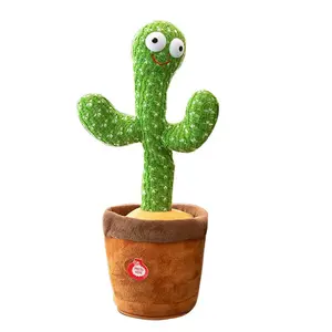 Cadeau de Noël en peluche pot de fleurs doux jouets en peluche enregistrement torsion chanter parler électrique danse Cactus jouet avec sac d'opp léger