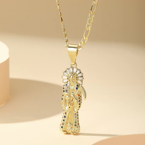 Ciondolo Hip Hop religioso di lusso di fascia alta 14K zircone zincato e pietra colorata ciondoli alla moda e ciondoli stile <span class=keywords><strong>Death</strong></span> <span class=keywords><strong>Metal</strong></span> - Product Image 3