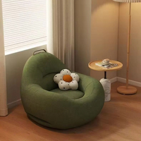 Fauteuil pouf moderne une place en velours côtelé, rembourré de billes de mousse, assise douce et relaxante pour salon
