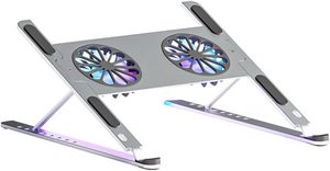 Aluminium Laptop <b>Stand</b> 360 Degree Rotating Laptop Cooling <b>Stand</b> Foldable Laptop Riser <b>Stand</b> With Double <b>Fans</b> - Product Image 1