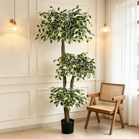 Nouvelle Décoration d'Intérieur : Arbre Ficus Artificiel en Pot à 3 Niveaux, Variété Variée, en Plastique, pour Événements, Mariages, Fêtes et Décoration de la Maison