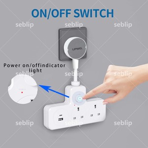 Enchufe de Extensión del Reino Unido con Interruptor de Encendido Independiente - 220V-240V 13A 3120W Puertos USB Dobles, Regleta Compacta para Oficina en Casa - Product Image 5