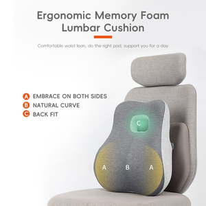 Coussin <span class=keywords><strong>de</strong></span> soutien lombaire en mousse à mémoire <span class=keywords><strong>de</strong></span> forme, tissu tricoté, emballage en rouleau, pour chaise <span class=keywords><strong>de</strong></span> <span class=keywords><strong>bureau</strong></span>, usine OEM ODM YUE RISE - Product Image 3