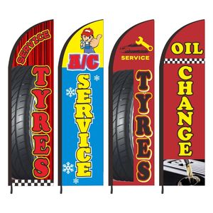 Bandera de playa con bandera de plumas impresa personalizada para neumáticos de automóviles Cambio de aceite Servicio rápido mecánico A/C Climas para eventos - Product Image 1