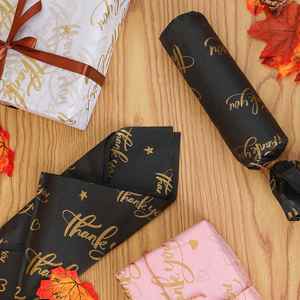 Recyclable Pink Metallic Gold logo Packaging <b>Paper</b> Thankyou Gift Wrapping Tissue <b>Paper</b> for Wedding Birthday Showers - Product Image 2