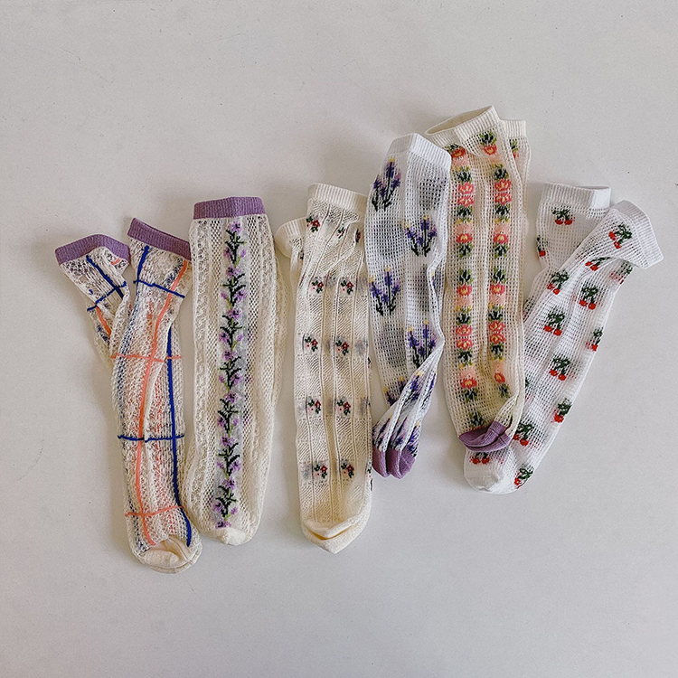 Детские летние носки с оборками в цветочном стиле для девочек