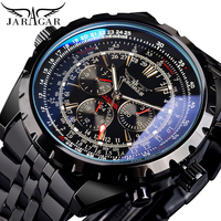Penjualan laris baru ikat jam tangan baja tahan karat Jaragar pria jam tangan mekanis otomatis berongga Dial besar kasual modis Tourbillon