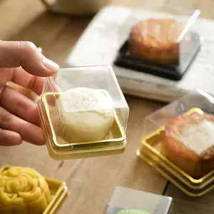 厂家批发食品塑料吸塑甜点包装盒烘焙糕点蛋糕塑料盒方形月饼盒