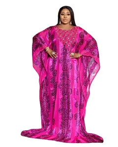 2023 Europe Amérique et Afrique robe robe en mousseline de soie perceuse chaude plus abaya canon perles avec jupe élastique costume national