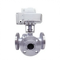 Vannes à boisseau sphérique à trois voies à bride en acier inoxydable 304/316 avec actionneur électrique pour huile, produits chimiques et traitement de l'eau, conformes aux normes API/DIN/JIS, fabrication OEM
