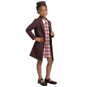 Disfraz de actuación para niños Rosa, vestido a cuadros con abrigo y sombrero para fiesta en el escenario, talla 7838 - Product Image 5