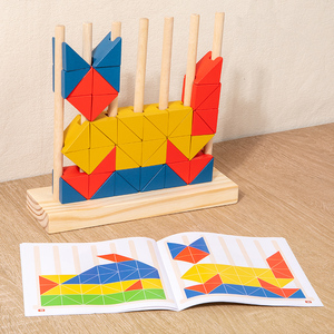 Blocs de construction triangulaires en gros pour enfants, blocs de construction éducatifs en bois, jeu d'entraînement à la réflexion, blocs de puzzle en bois - Product Image 5