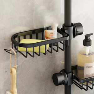Étagère de Douche Murale Sans Perçage en Aluminium pour Salle de Bain, <span class=keywords><strong>Support</strong></span> de Rangement pour Douche et Toilettes - Product Image 6