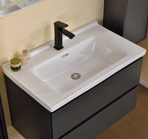 Kabinet penyimpanan alat rias mengapung kamar mandi kayu lapis siap dirakit grosir Vanity buatan khusus - Product Image 4