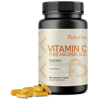 OEM Vente en gros Compléments alimentaires Haute puissance Acide ascorbique pur Comprimés végétariens de vitamine C 1000mg pour le soutien immunitaire