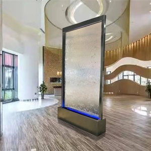 <span class=keywords><strong>Fontaine</strong></span> de cascade en acier inoxydable trempé, personnalisé (taille/logo), décoration murale de restaurant d'eau - Product Image 1