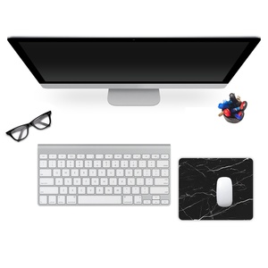 Custom Design Non-Slip Rubber Base Waterproof Soft <b>Computer</b> Mouse Mat Black Small Square Gaming Mouse Pad with White Marble Line - Product Image 2
