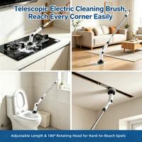 Nettoyeur électrique rotatif avec poignée en acier inoxydable, brosse en microfibre, sans fil, autonomie de 60 à 120 minutes, étanche IPX8, brosse pour voiture, carrelage, verre