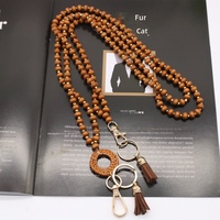 Nouveautés transfrontalières : Collier porte-badge en perles de bois, style nordique moderne et minimaliste, pour carte d'identité scolaire ou badge d'employé