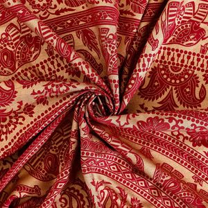 Maroon Elephant Mandala Curtains, Boho Hippie <b>Light</b> Filtering <b>Window</b> Drapes, 2 Panels, 74 Inch Length, Living Room & Bedroom - Product Image 2