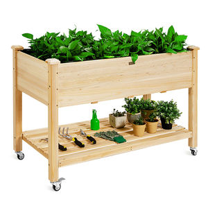 Jardinière surélevée moderne en bois pour extérieur avec roues, bac à plantes portable <span class=keywords><strong>hors</strong></span> <span class=keywords><strong>sol</strong></span>, mobilier d'extérieur - Product Image 1
