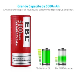 Batterie rechargeable EBL 3.7v Batterie Li-ion rechargeable 5000mAh