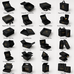 Boîte cadeau personnalisée haut de gamme noire rigide pour chaussures, bottes, baskets, chaussures à talons hauts en cuir, ensembles de vêtements et emballages - Product Image 5