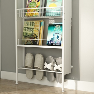 Slim Metal Shelving <strong>Unit</strong> with Pegboard Hooks Adjustable Feet and Suction Cups for Bathroom Bedroom Door Gap <strong>Storage</strong> - Product Image 5