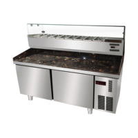 Réfrigérateur à salade en acier inoxydable de qualité alimentaire 201, couvercle en verre à charnières hydrauliques, capacité de 460 L, efficacité énergétique A+++, pour café