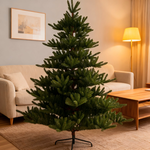 Árbol de Navidad Artificial Realista de Cuerpo Completo, Ramas de Pino Falsas de Color Verde Intenso, Luces LED, Base de Mesa con Energía Solar, Estilo Clásico - Product Image 2