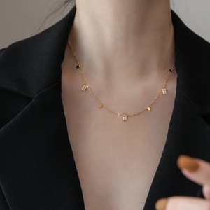 Collier pendentif géométrique en zircon plaqué or 18 carats en acier inoxydable, chaîne goutte d'eau pour femme, cadeau - Product Image 4